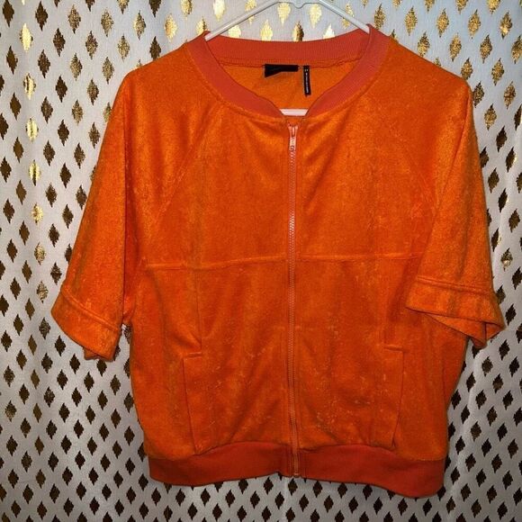Urban Outfitters out from under Terry Track Short sleeve orange Jacket size S - Picture 1 of 4
